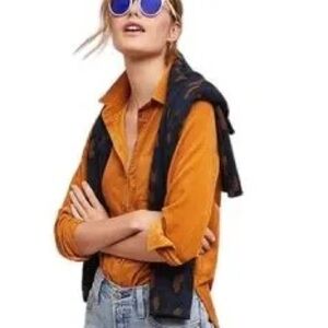 Anthropologie x from the heart of building 18 corduroy button down shirt size 4